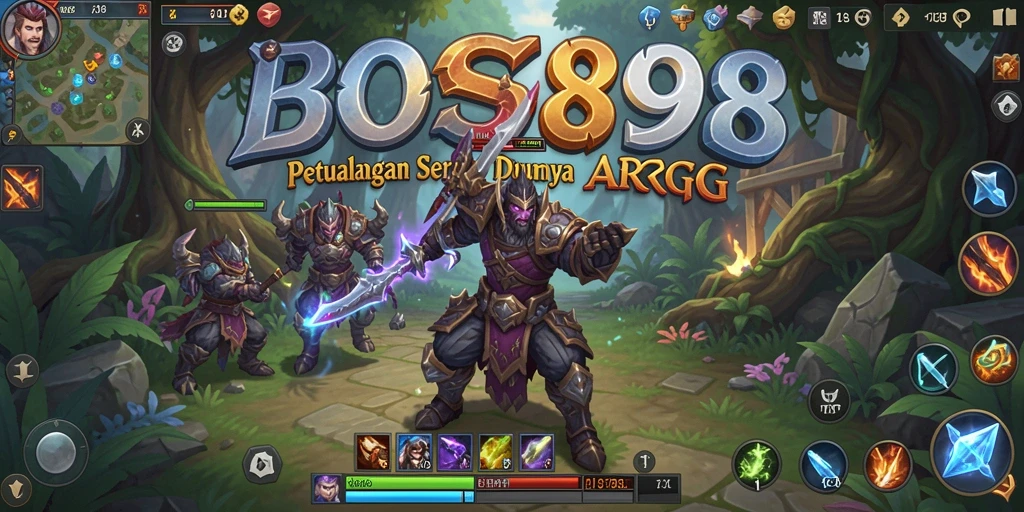 Tampilan menarik dari gameplay ARPG BOS898 saat bertarung melawan monster.